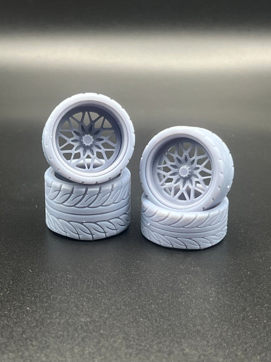 1/24 Scale Resin T/A Snowflake “Super Wide” Wheel Set