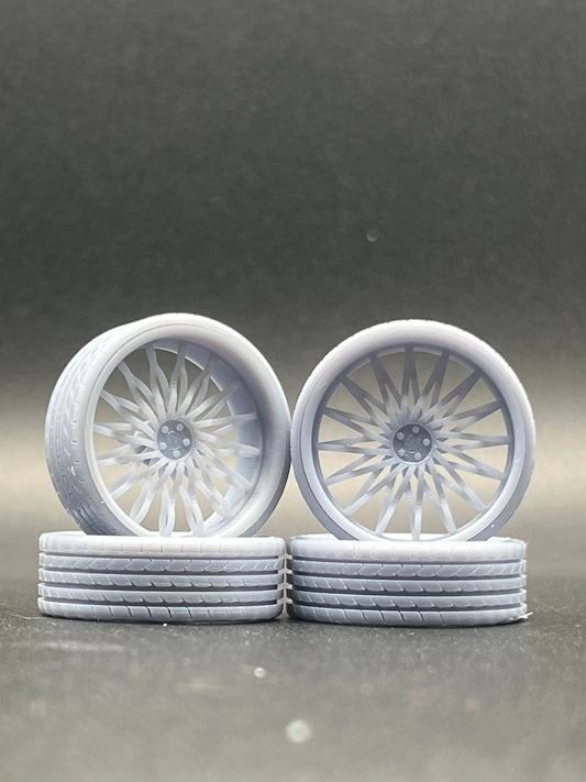 1:25 Scale Resin 26 Inch Model Car Wheel Set